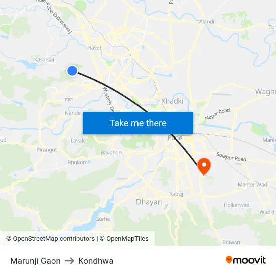 Marunji Gaon to Kondhwa map