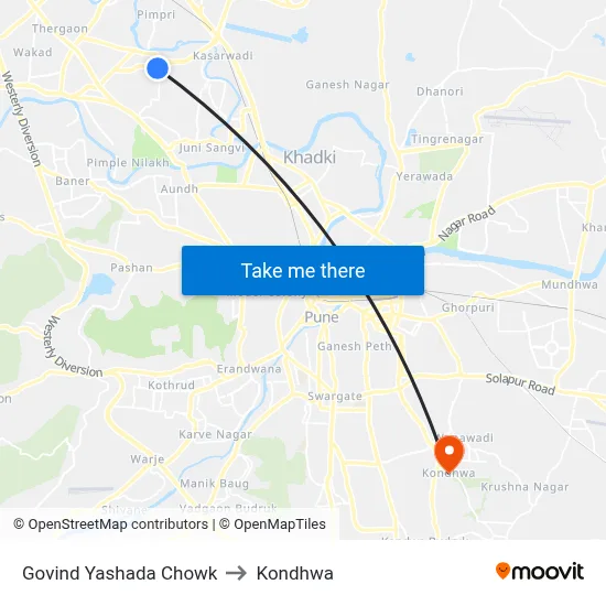 Govind Yashada Chowk to Kondhwa map
