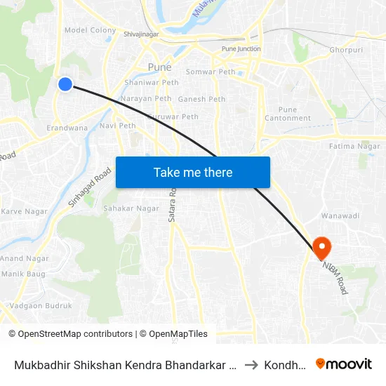 Mukbadhir Shikshan Kendra Bhandarkar Road to Kondhwa map