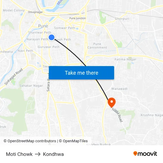 Moti Chowk to Kondhwa map