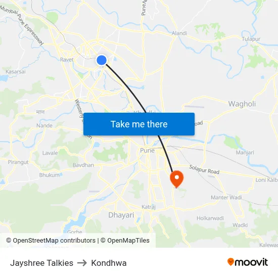 Jayshree Talkies to Kondhwa map