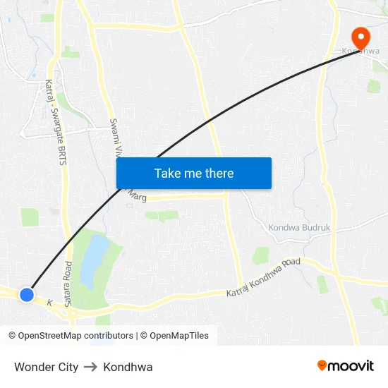 Wonder City to Kondhwa map