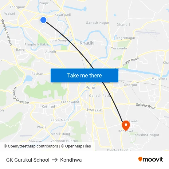 GK Gurukul School to Kondhwa map