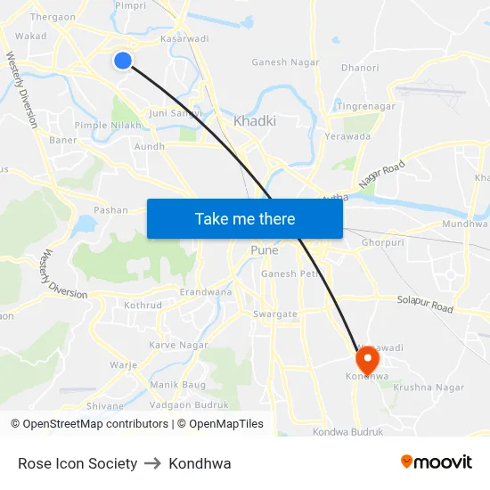 Rose Icon Society to Kondhwa map