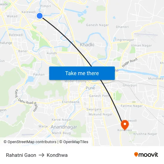 Rahatni Gaon to Kondhwa map