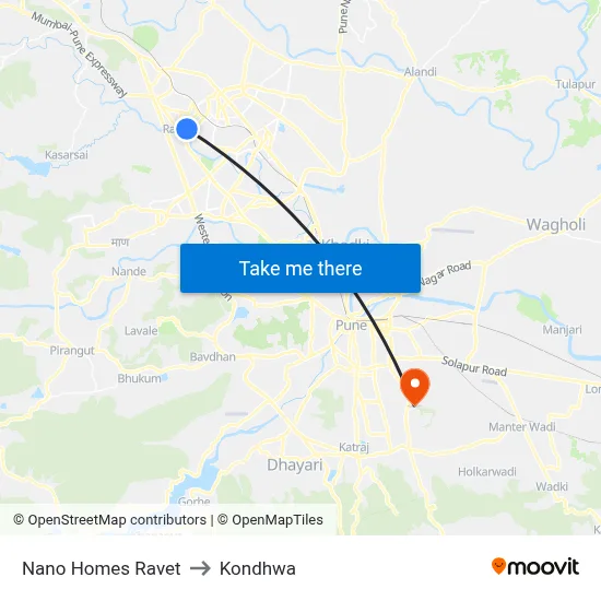 Nano Homes Ravet to Kondhwa map