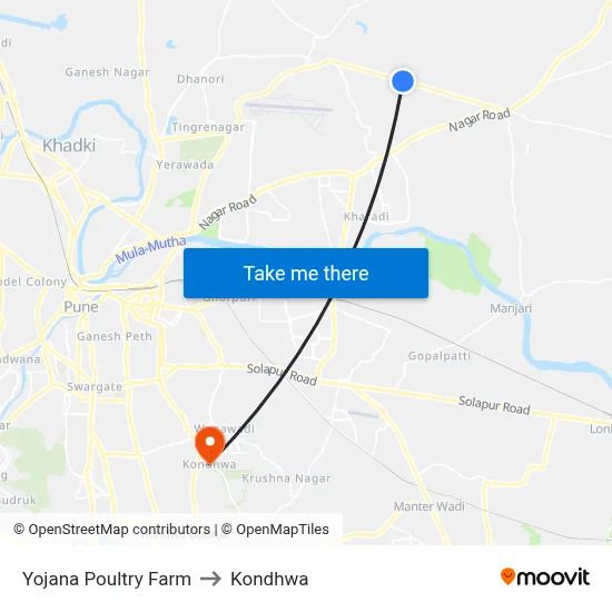 Yojana Poultry Farm to Kondhwa map