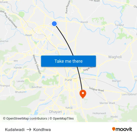 Kudalwadi to Kondhwa map