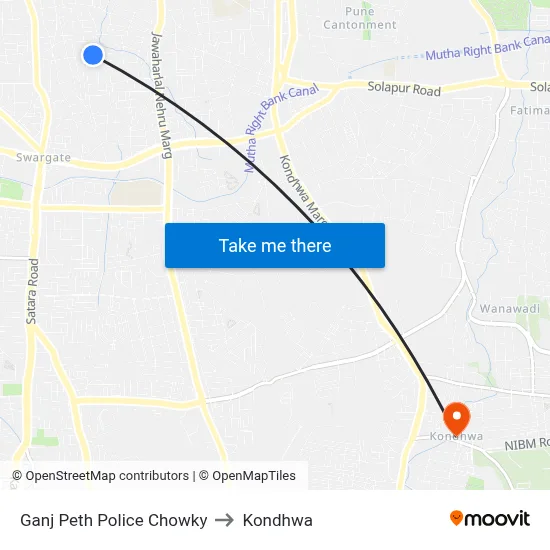 Ganj Peth Police Chowky to Kondhwa map