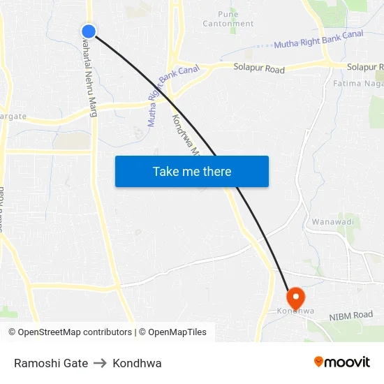 Ramoshi Gate to Kondhwa map
