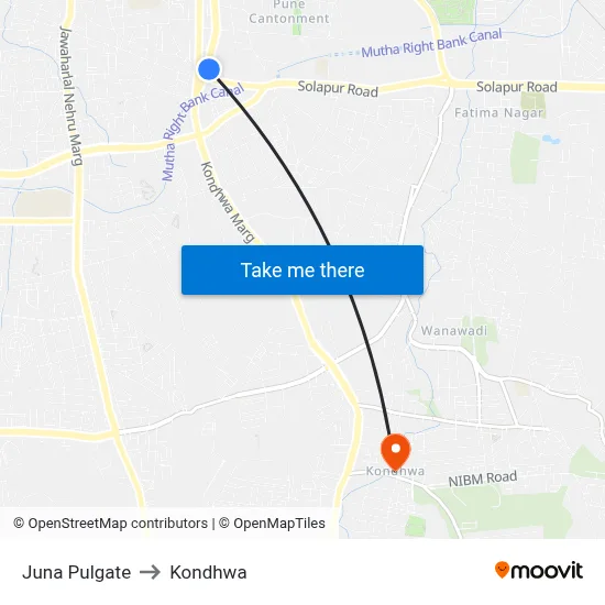 Juna Pulgate to Kondhwa map