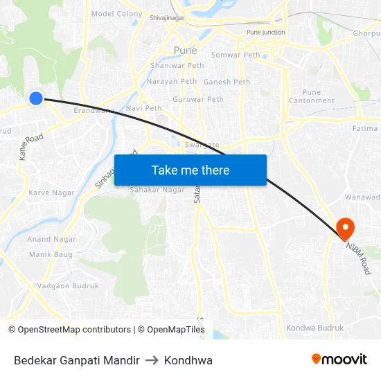 Bedekar Ganpati Mandir to Kondhwa map