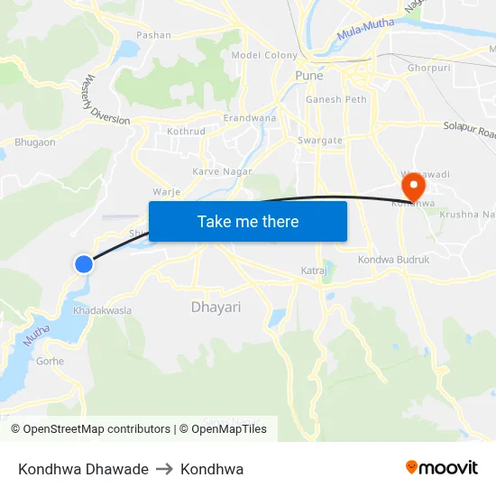 Kondhwa Dhawade to Kondhwa map