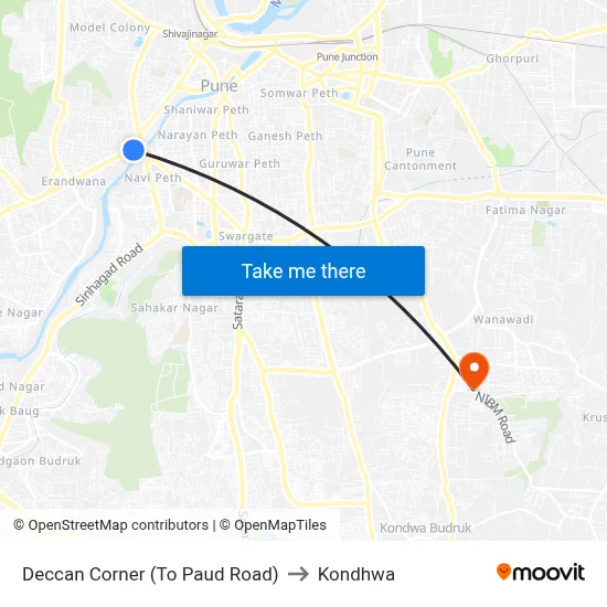Deccan Corner (To Paud Road) to Kondhwa map