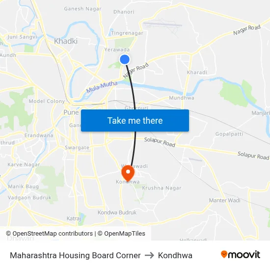 Maharashtra Housing Board Corner to Kondhwa map