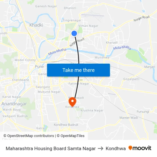 Maharashtra Housing Board Samta Nagar to Kondhwa map
