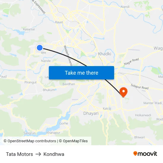 Tata Motors to Kondhwa map