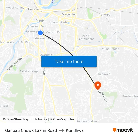 Ganpati Chowk Laxmi Road to Kondhwa map