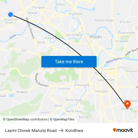 Laxmi Chowk Marunji Road to Kondhwa map
