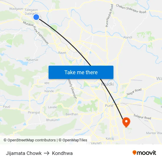 Jijamata Chowk to Kondhwa map