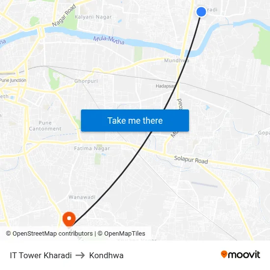 IT Tower Kharadi to Kondhwa map
