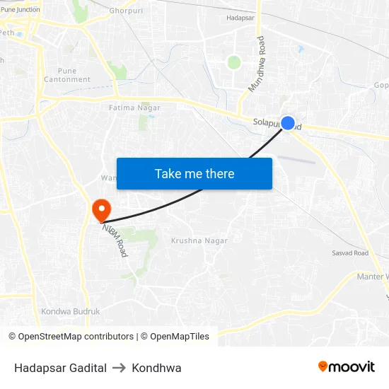 Hadapsar Gadital to Kondhwa map