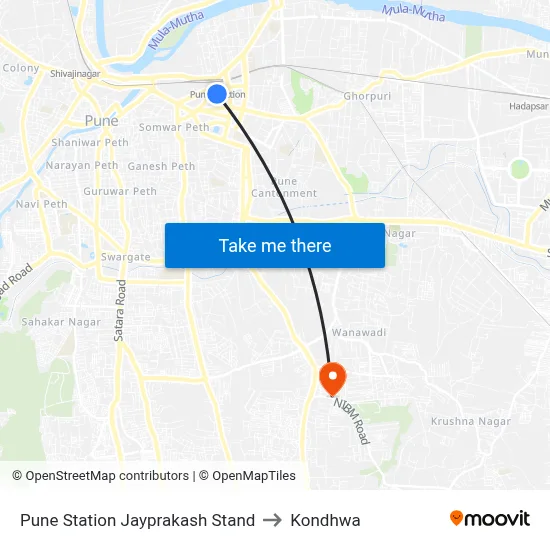 Pune Station Jayprakash Stand to Kondhwa map
