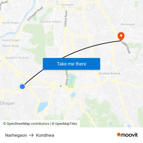 Narhegaon to Kondhwa map