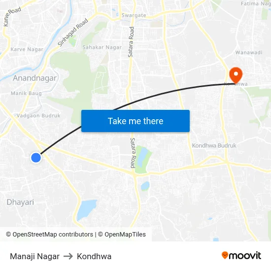 Manaji Nagar to Kondhwa map