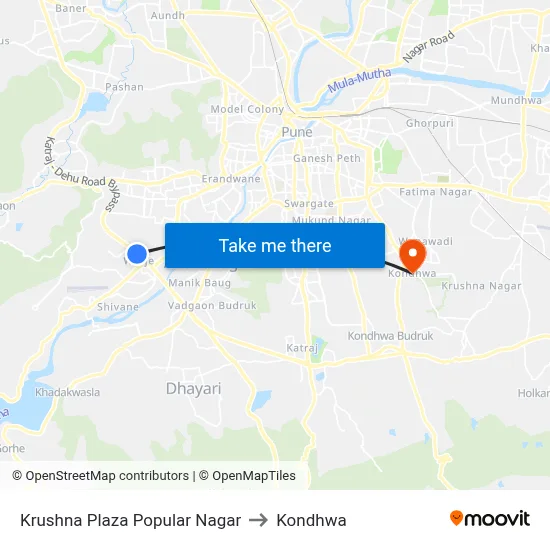 Krushna Plaza Popular Nagar to Kondhwa map