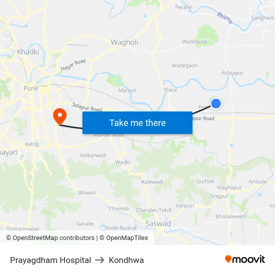 Prayagdham Hospital to Kondhwa map