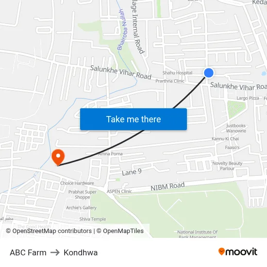 ABC Farm to Kondhwa map