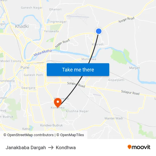 Janakbaba Dargah to Kondhwa map