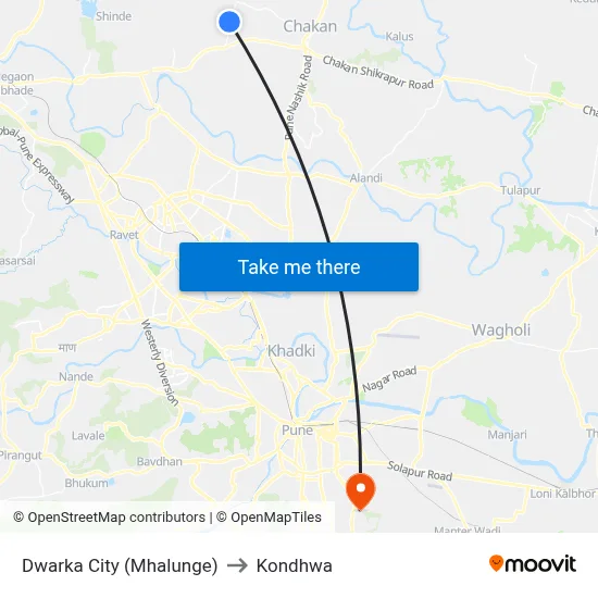 Dwarka City (Mhalunge) to Kondhwa map