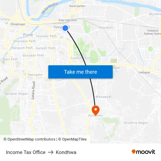 Income Tax Office to Kondhwa map