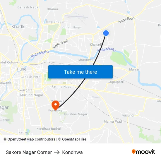 Sakore Nagar Corner to Kondhwa map