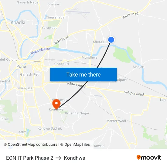 EON IT Park Phase 2 to Kondhwa map