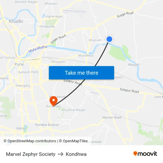 Marvel Zephyr Society to Kondhwa map