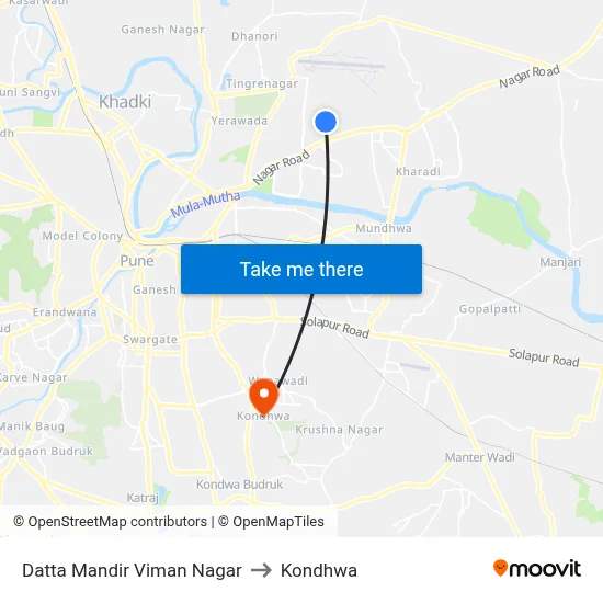 Datta Mandir Viman Nagar to Kondhwa map