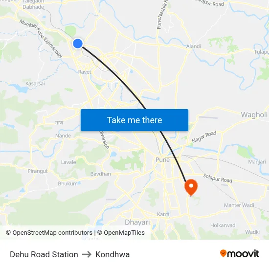 Dehu Road Station to Kondhwa map
