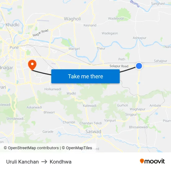 Uruli Kanchan to Kondhwa map