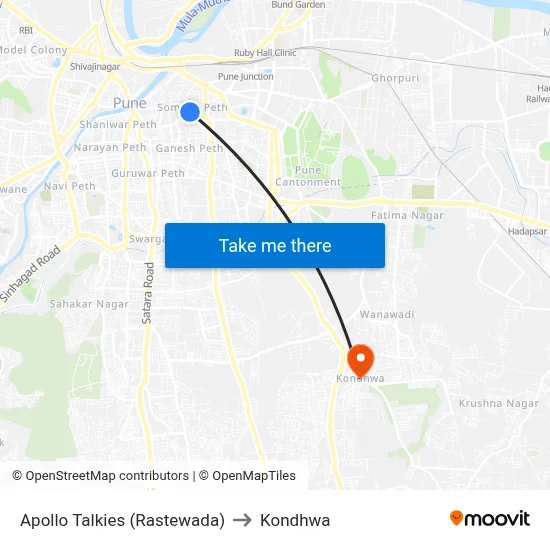 Apollo Talkies (Rastewada) to Kondhwa map