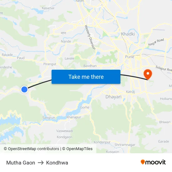 Mutha Gaon to Kondhwa map