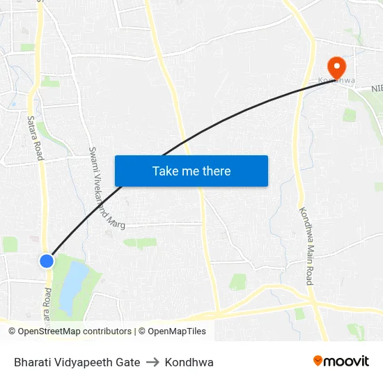 Bharati Vidyapeeth Gate to Kondhwa map