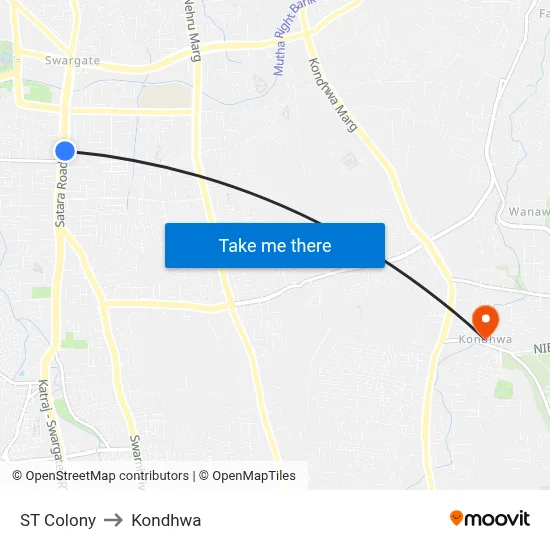 ST Colony to Kondhwa map