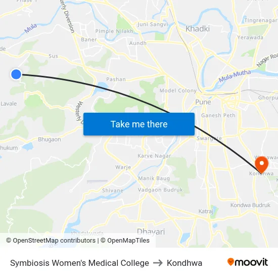 Symbiosis Women's Medical College to Kondhwa map