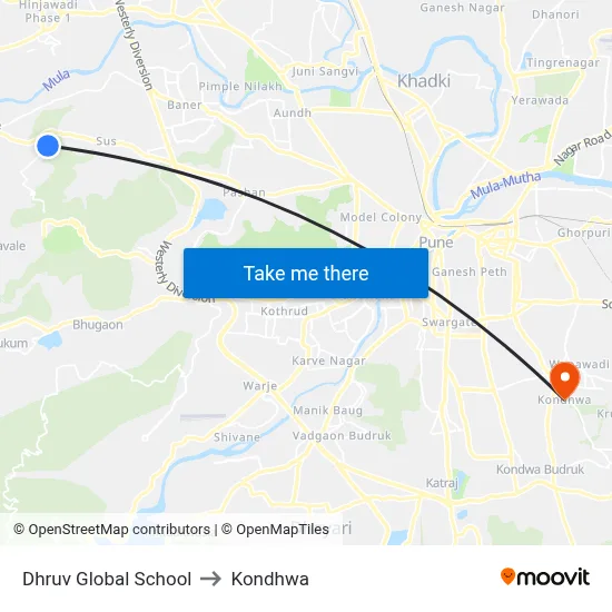 Dhruv Global School to Kondhwa map