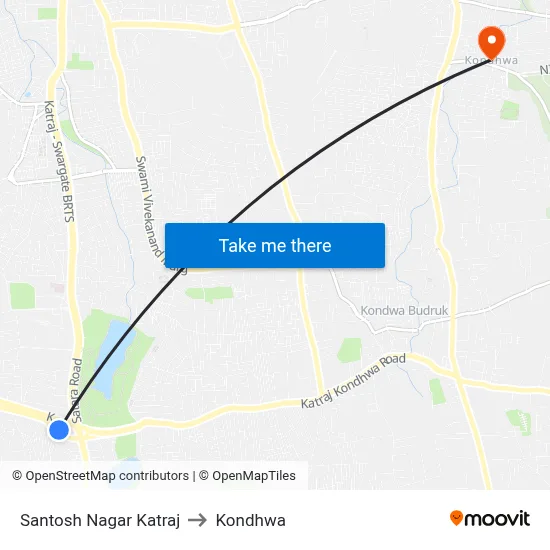 Santosh Nagar Katraj to Kondhwa map