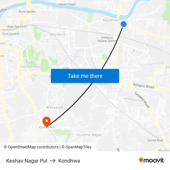 Keshav Nagar Pul to Kondhwa map