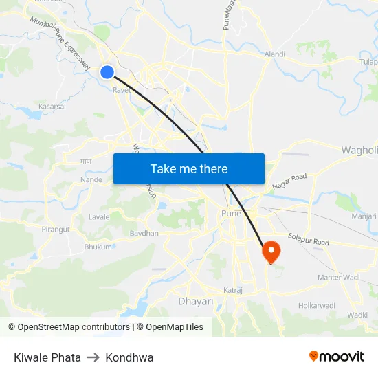 Kiwale Phata to Kondhwa map